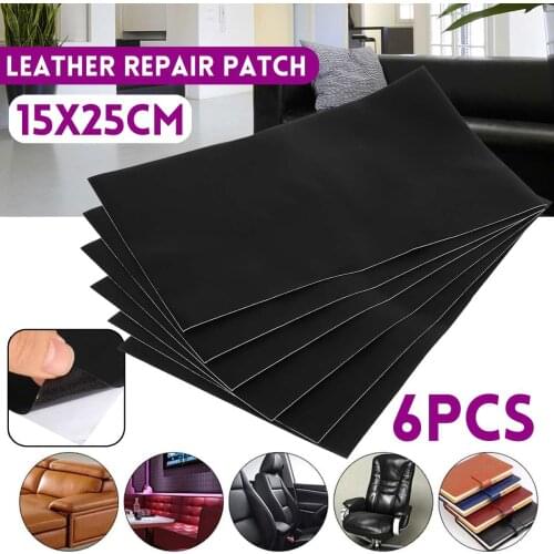 6Pcs 15x25cm Black Leather Patch Self Adhesive Stick-on No Ironing Sofa Repair Tools Leather PU Fabric Sticker Patches Scrapbook