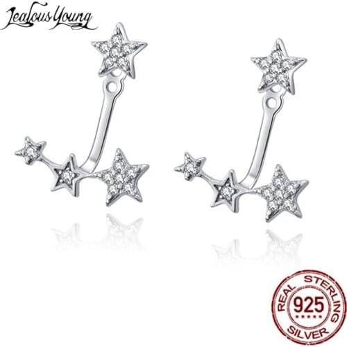 Exquisite Star Shape Women Silver Color Studs Earrings Zirconia Simple Stud Earings Girl Party Jewelry Gift