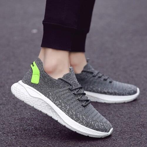 Mesh Knitted Soft Outdoor Casual Sports Shoes Men Shoes Lightweight Breathable Running Shoes Gray Blue Zapatos Deportivos
