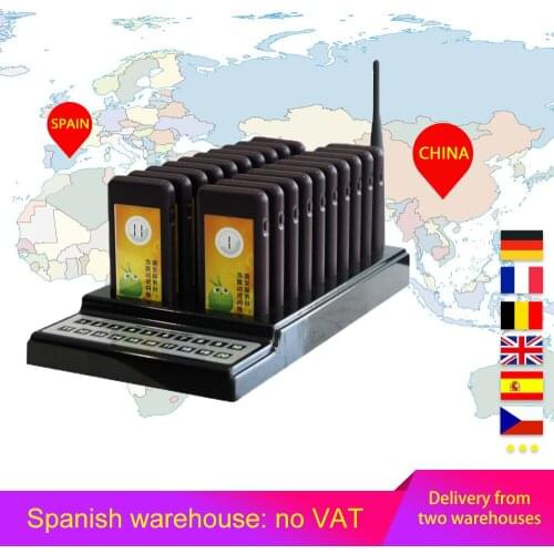 Restaurant Pager Waiter Calling System 20 Channels Wireless Queue System for Restaurant Coffee Shop Queuing System 400mAh Spain