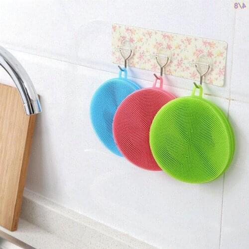 Silicone Sponge Dish Washing Kitchen Scrubber Food-Grade Dishes Multipurpose Sponges Non Stick Cleaning Kitchen Brush