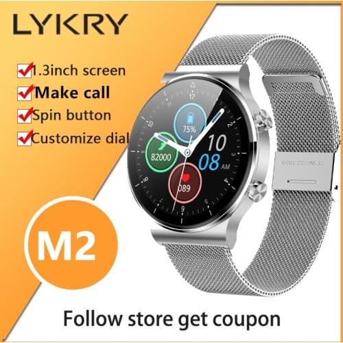 LYKRY M2 Smart Watch Men Women 1.3 inch Screen Bluetooth-compatible Call IP68 Waterproof Watches Fitness Tracker For Android IOS