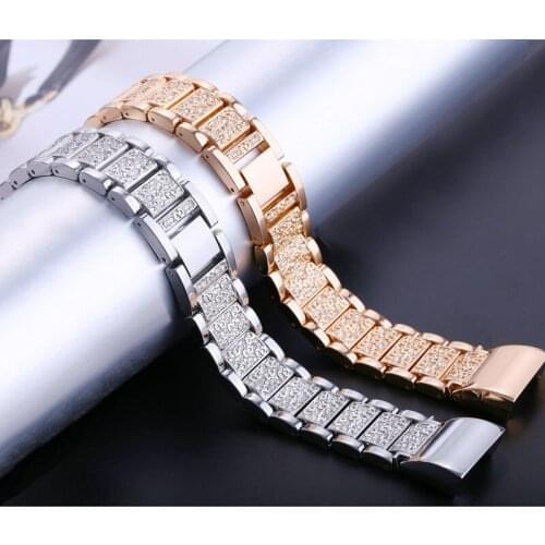 Replacement Metal Bands with Rhinestone Bling Adjustable Bracelet For Fitbit Charge 2 NIN668