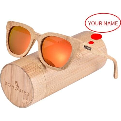 Top Brand BOBO BIRD Bamboo Sunglasses Metal Plate Engrave Your Name Polarized Lens Retro Ebony In Gift Box Drop Shipping