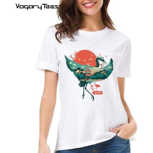 The Great Wave off Kanagawa in Kyoto vintage Ukiyo Fly t shirt Female short sleeve women white casual tshirt unisex streetwear