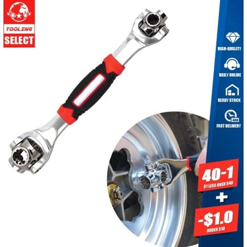 Tiger Wrench 8 in 1 Tools Socket Works with Spline Bolts Torx 360 Degree 6-Point Universial Furniture Car Repair 25cm only red