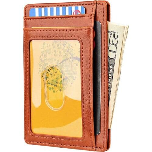 Slim RFID Blocking Leather Wallet Minimalist Credit Card Money Purse Card Holder