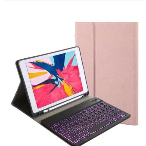 PU Leather Smart Case with 7 Colors Backlit Keyboard and Pencil Slot for Apple iPad Air iPad 9.7 2017 2018 iPad Pro 9.7 Tablet