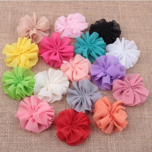 Yundfly 5PCS 6cm Fluffy Ballerina Chiffon Flower For Baby Girls Hair Accessories Artificial Fabric Flowers For Infant Headbands