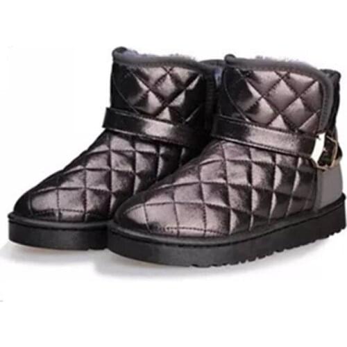 2021 Womens Snow Boots Leather Warm Short-tube Waterproof Cotton Shoes Rubber Non-Slip Plus Velvet Wearable Winter Boots Shoes