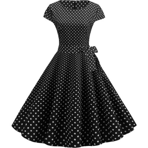 Retro Black Polka Dot Summer Dress Women 2019 Vestidos Robe Femme Vintage pin up Dress 50s 60s Rockabilly Party Dress Plus Size