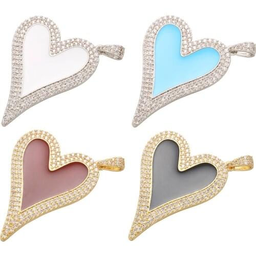 ZHUKOU 30x40mm Charming Heart pendant for women earrings necklace making accessories Findings model:VD465