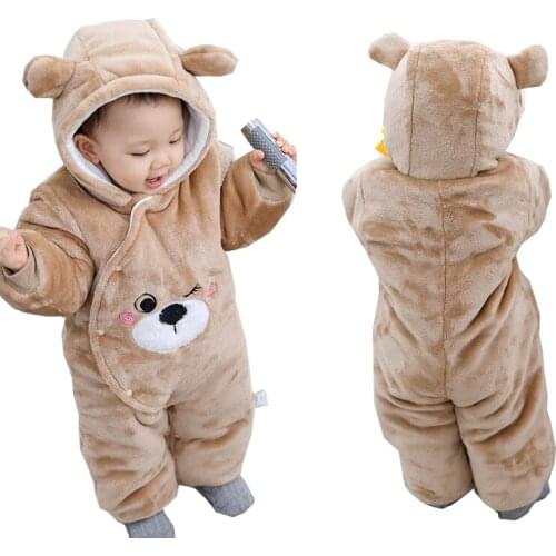 Winter Newborn Baby Jumpsuits Thermal Toddler Snowsuits Cartoon Infant Boys Girls Rompers Hooded Kids Clothes