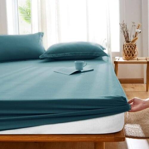 1pc Cotton Luxury Fitted Sheet Solid Bed Mattress With Four Corners Elastic Band Sheets Hot Sale Suitable For Hotel And Home