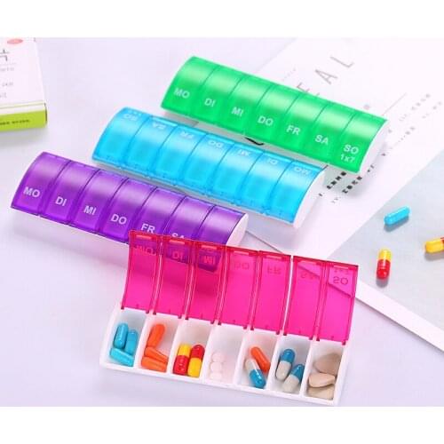 1PC Container Case Pill Box Splitters 4 Colors 7 Days Weekly Tablet Pill Cases Medicine Box Plastic Holder Storage Organizer