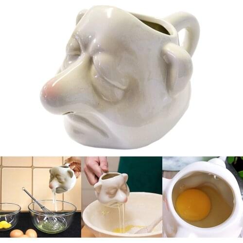 Dining Cooking Gadget 1Pcs Cartoon Ceramic Egg Divider White Egg Yolk Separator Creative Egg Liquid Filter Baking Egg Holder