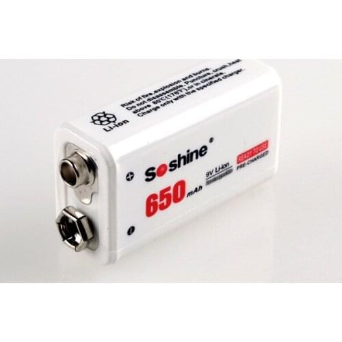 10Piece Soshine 9V Rechargeable Battery 650mAh 9v protected li-ion battery with Battery Box