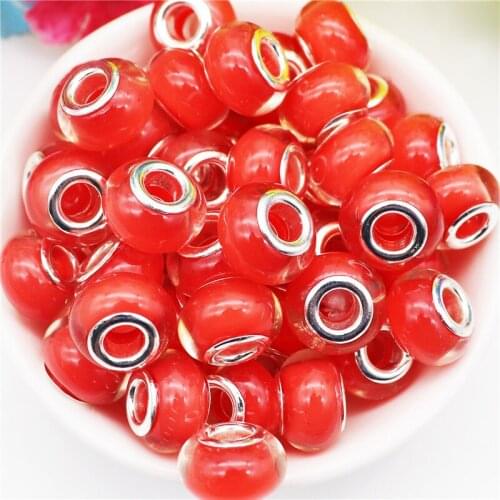 10 Pcs New Color Big Hole European Round Spacer Beads Charms Fit Pandora Bracelet Bangle Women Chain Cord DIY for Jewelry Making