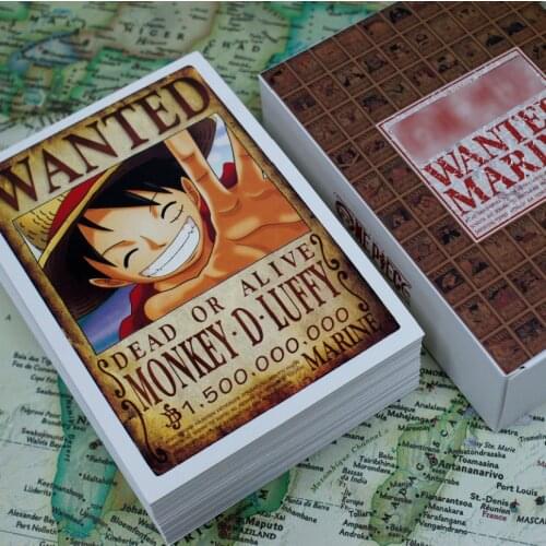 100 pcs/lot Anime Piece WANTED MARINE postcard toy Luffy Zoro Nami Chopper OP 100 characters lomo card pictures box toy gift