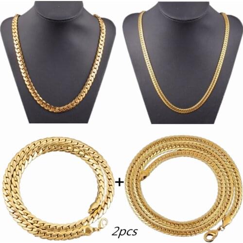 2PCS/Set Fashion Long Clavicle Snake Chain Necklace Man Hip Hop Jewelry Gifts 16-18inch 2Pcs/Set