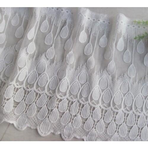2 Yards/lot Width 30cm White High Quality Embroidered African Lace Fabric 2016 Guipure Lace Fabric