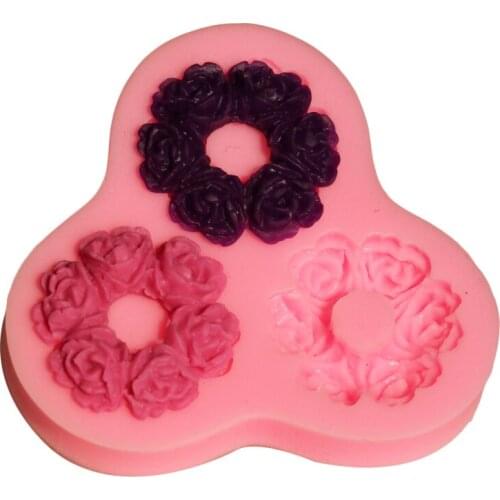 3D 3 Hole Flower Rose Gift Chocolate Candy Cookie Decorating Mold Candle Gift Fondant Tool Silicone Handmade Soap Mould