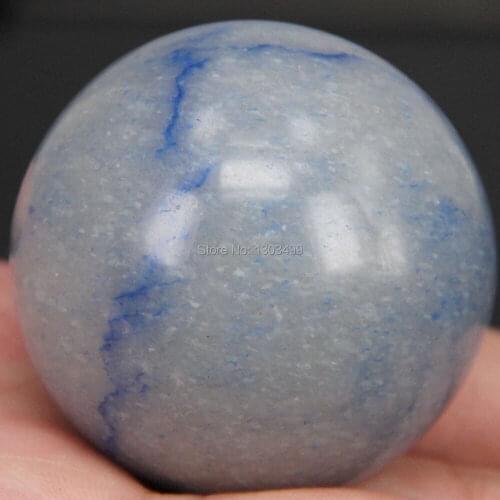 40MM Natural Gemstone Blue Quartz Sphere Crystal Ball Chakra Healing Reiki Stone Carving Crafts W/Stand