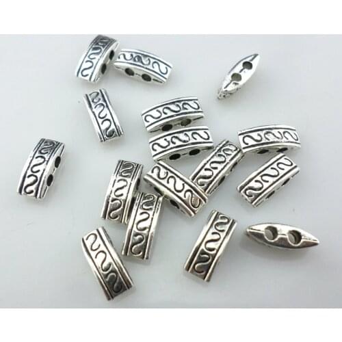 80pcs Tibetan Silver 2 holes Connectors Beads 4x10mm Jewelry Findings