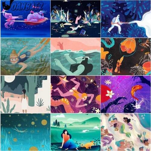 Anime Landscape Diamond Painting Cross Stitch Embroidery Diving Figure Digital Mosaic Kit Handmade Home Decoration Accessories