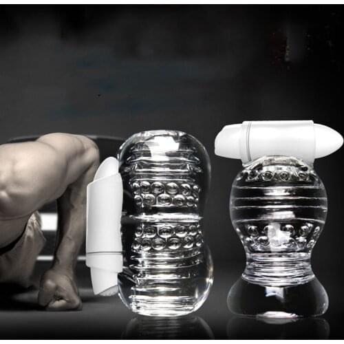 Candiway Male Masturbation Toy Penis Head Trainer Dual Jiggle Egg Condom Vibrator Tease Sex Toys For Man 1pc