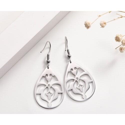 COOLTIME Pattern Stainless Steel Pattern Vintage Charm Elegant Women Anniversary Gift Drop Earring Jewelry Earring