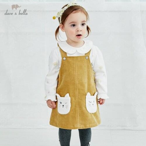 DBZ14561-2 dave bella autumn baby girls princess cartoon strap dress lolita party suspenders dress toddler children clothes