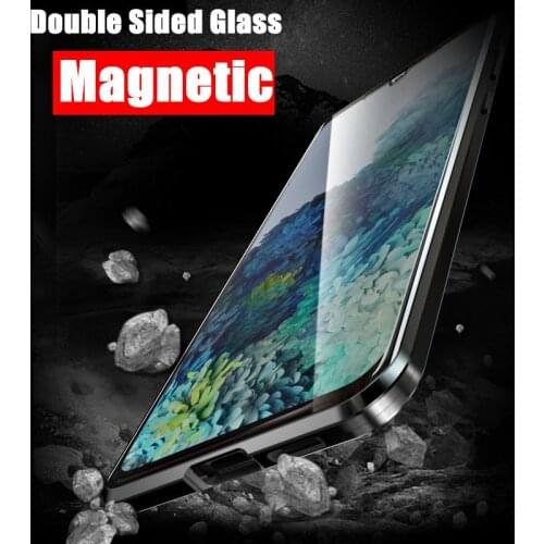 Double Side 360 Degree Magnetic Adsorption Glass Case For SamsungA21S A30 A50 A51 A71 A70 Note 10 9 S9 S10 S20 Plus Lite Ultra