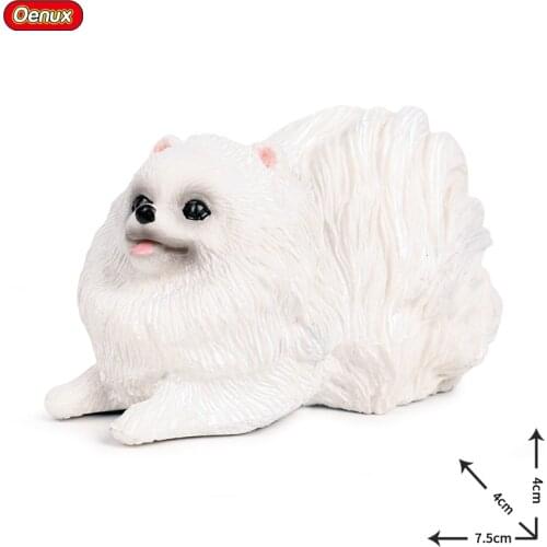 Oenux Classic German Pomeranian Simulation Animals Lovely Pet Dog Model Action Figure PVC Home Decoration Figurines Cute Kid Toy