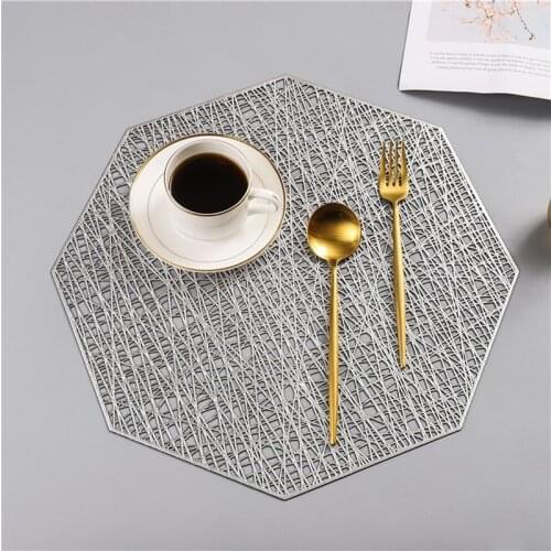 Octagonal Hollow PVC Table Mats Insulation Pads Hotel Restaurant Non-slip Coffee Cup Mat Anti-scalding Insulation Table Mat