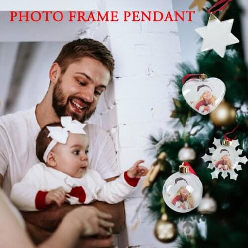 Photo Frame Pendant Sunflower Round Star Shape Christmas Tree Ornament Christmas Kids Gifts Hanging Ornament For Home Decoration