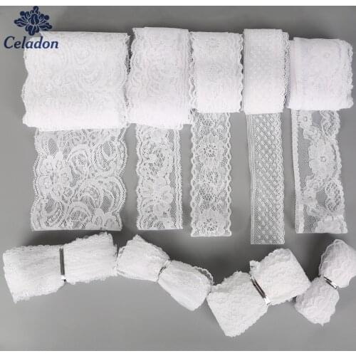 10Yards/lot White Lace Ribbon 13mm-165mm Embroidered Lace Trims For Sewing Decoration DIY Gift Packing Handmade Material