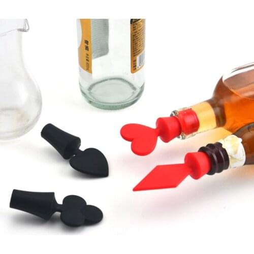 Cute Silicone Poker Shaped Wine Stoppers Leak Free Wine Beer Bottle Cork Stopper Plug Wine Bottle Sealer Cap Bar Tools For Beer