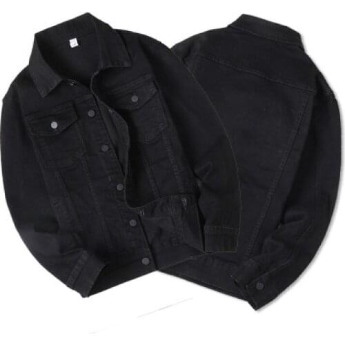 2020 New Spring and Autumn black Solid color denim jackets men slim fit fashion jacket outwear coat
