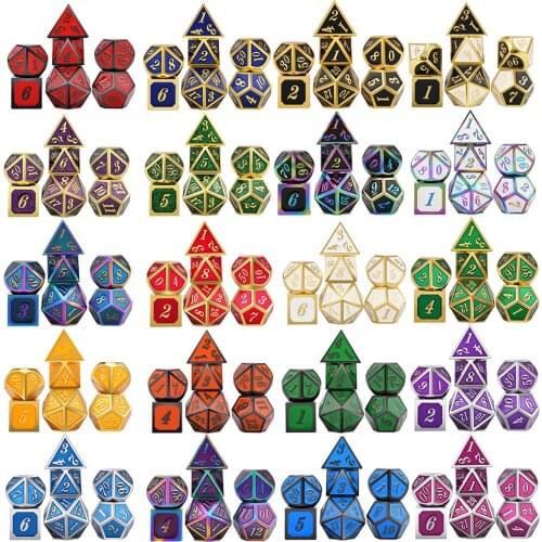 Amiven Metal Dice Set Solid Dice with Velvet Pouch for DnD Roll Playing Games Dice Collector Board Game Player