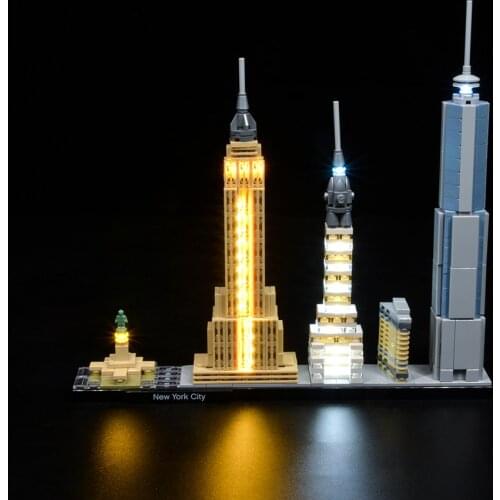 Kyglaring Brand Moc Light Kit Toy For Architecture New York City Lighting Set Compatile With 21028(only light included)