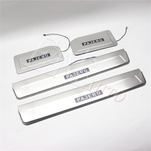Stainless Steel Led Door Sill Scuff Plate Guard Sills Protector Trim For Mitsubishi Pajero V80 2006-2019 V73 V93 V97