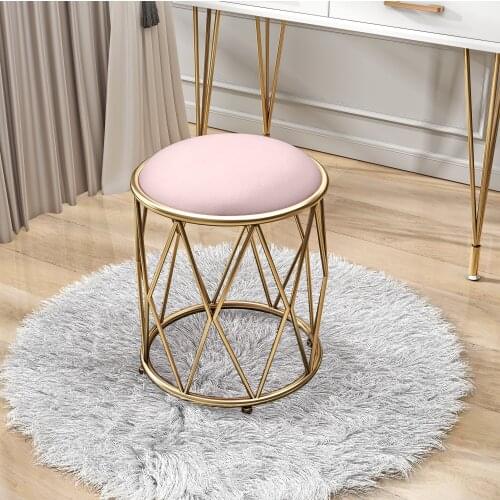 Anti-skid mat Nordic black bedroom makeup stool contrast color design Gold light luxury nail stool leather soft bag stool surfac