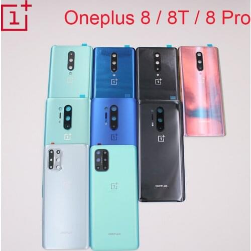 Original NEW Case Oneplus 8 8T Back Battery Cover Rear Glass Door Housing Case For Oneplus 8 Pro Replacement Part+Camera Lens