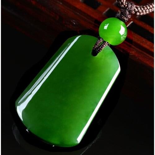 NATURAL GREEN JADE PENDANT NECKLACE SQUARE JADE PENDANTS NECKLACES FOR MEN WOMEN JADEITE JADE JEWELRY NECKLACE WOMEN SEND CHAIN