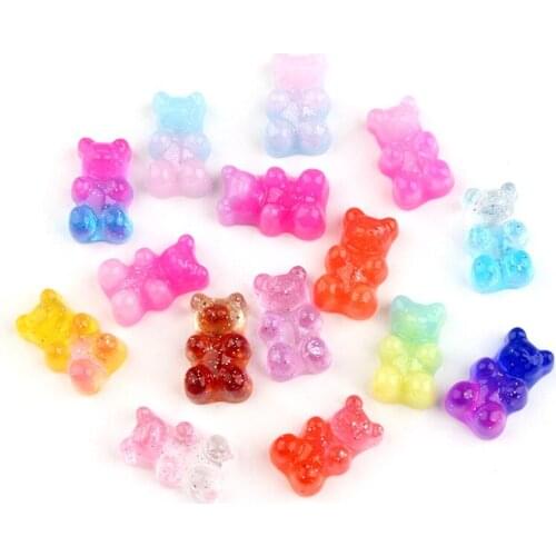 1.2*1.8cm 40Pcs/lot Cuteresin bear patches appliques for Childrens headwear accessories,Diy earrings necklace material