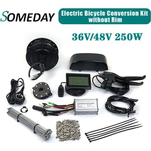 SOMEDAY 36V/48V 250W Electric Bicycle Conversion Kit Front Rear Motor Wheel without Rim for Bike MTB Scooter