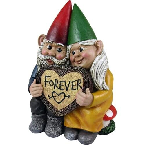 Garden Gnome Cute Couple Statue Sculpted Dwarf Lovely Dwarf Resin Ornament for Home Wedding Anniversary Party Indoor Decor