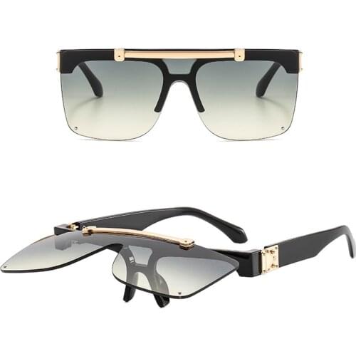 Fashion One-piece Flip Sunglasses Popular Trendy Sun Glasses Glasses Men Women Sunglasses 2021