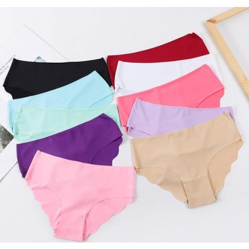 3 Pcs/set Solid Women Seamless Panties Ice Silk Underwear G String Panties Sexy Underwear Panties Comfortable Breathable